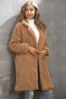 Camel Notched Lapel Long Faux Fur Women Coat For Sale