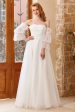 A Line Off the Shoulder White Wedding Dress with Long Sleeves Online Hot Sale