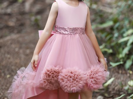 Blush High Low Flower Girl Dress with Flowers Online Sale