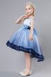 Blue Tulle Glitter Flower Girls Party Dress With Bow Supply