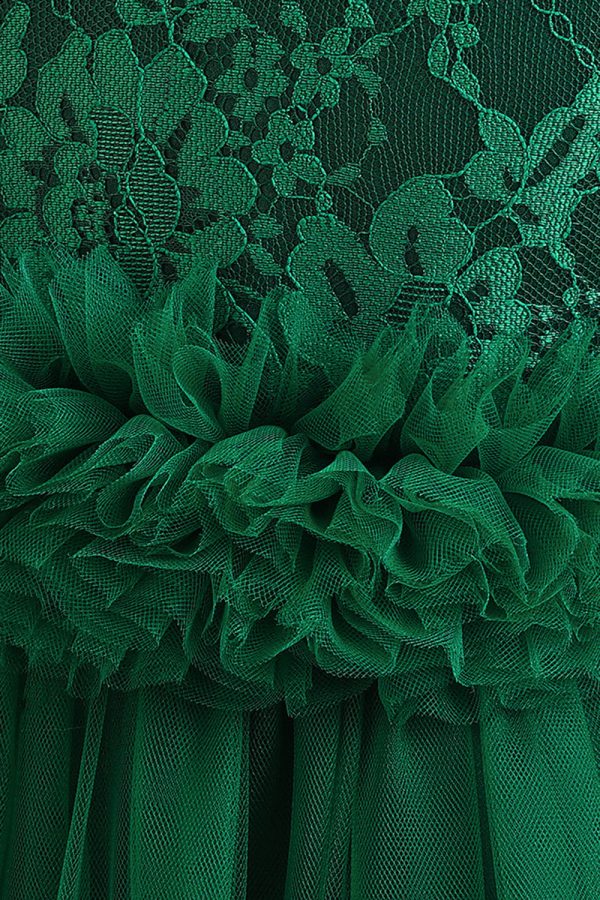 Sleeveless Green Tulle A Line Girl Dress with Lace Online now