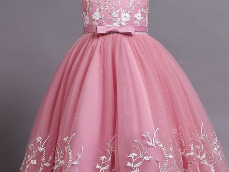 Tulle Blush Flower Girl Dress with Bowknot Online Sale