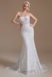 White Mermaid Lace Detachable Puff Sleeves Sweep Train Bridal Dress Discount