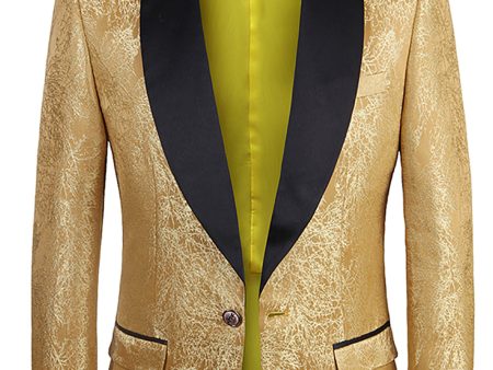 Golden One Button Jacquard Men s Prom Blazer on Sale