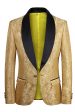 Golden One Button Jacquard Men s Prom Blazer on Sale