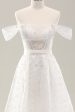 White A Line Off the Shoulder Corset Wedding Dress with Lace Up Back Online now