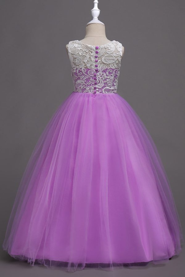 Purple A Line Tulle Girls Dresses With Lace Online now