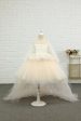 Apricot High-low Flower Girl Dress with Bow Online Hot Sale