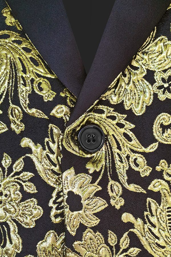 Golden Notched Lapel Jacquard Men s Blazer For Sale