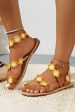 Yellow Flower Boho Flat Sandals For Sale