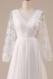 Ivory Chiffon Sweep Train Boho Wedding Dress with Lace Supply