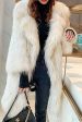 White Open Front Fluffy Long Shearling Faux Fur Coat Hot on Sale