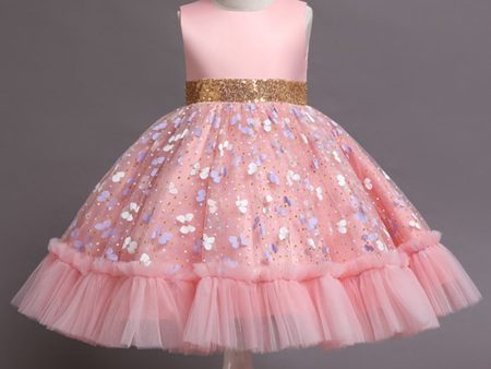 A Line Jewel Neck Pink Girl Party Dress with Appliques Online Sale