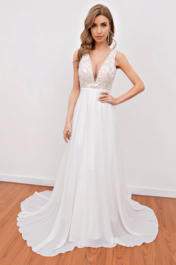 White Embroidery Wedding Dress Fashion