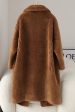 Brown Notched Lapel Long Teddy Wool coat For Cheap