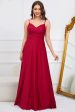 A Line Spaghetti Straps Burgundy Long Bridesmaid Dress Sale