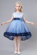 Blue Tulle Glitter Flower Girls Party Dress With Bow Supply