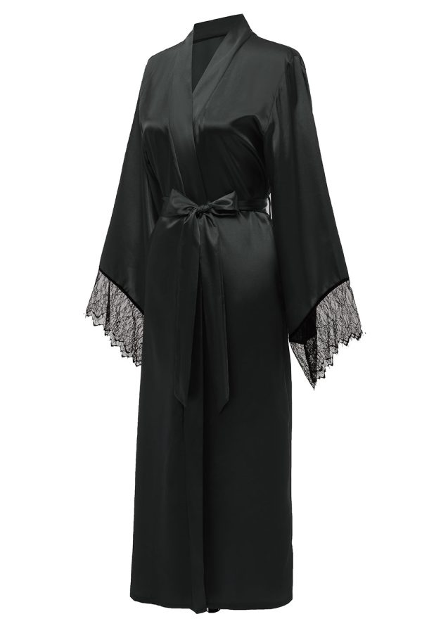 Black Bridesamaid Robe With Lace Fashion