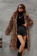 Brown Leopard Printed Faux Fur Long Women Coat Online now