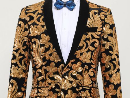 Men s Blazer Slim Fit Solid One Button Business Gold Suit Jacket Discount