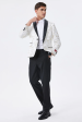 Sparkly White Floral Embroidered Shawl Lapel Men s Blazer Cheap