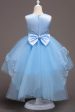 Dark Blue High Low Appliques Girls Dresses Online Sale