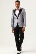 Glitter Grey Peak Lapel Men s Prom Blazer For Discount