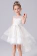 White High-low Flower Girl Dress with Bow Discount