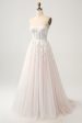 White A Line Sweetheart Sparkly Wedding Dress with Applique Lace Online