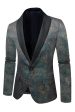 Dark Blue Jacquard Shawl Lapel Men s Prom Blazer For Cheap