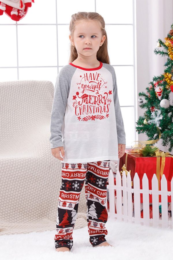 Print Grey Long Sleeves Matching Family Christmas Pajamas For Sale