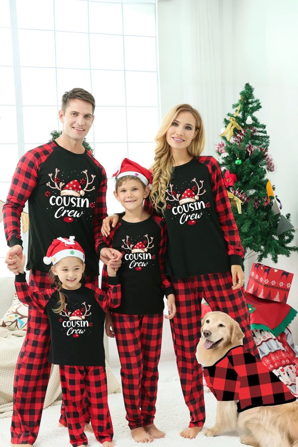 Print Family Christmas Pajamas with Red Plaid For Discount