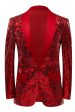 Glitter Red Sequins Men s Blazer For Discount