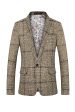 Grey Grid Notched Lapel Men s Blazer For Discount