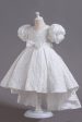 White A Line Girls  Dress With Bow For Cheap