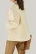 Ivory High Neck Buttons Wool Coat Sale