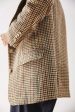 Khaki Plaid Notched Lapel Women Coat For Discount