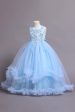 Tulle Beaded Blue Girls Dresses with Appliques Discount