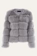 Grey Fluffy Cropeed Shawl Lapel Faux Fur Shearling Coat Online now