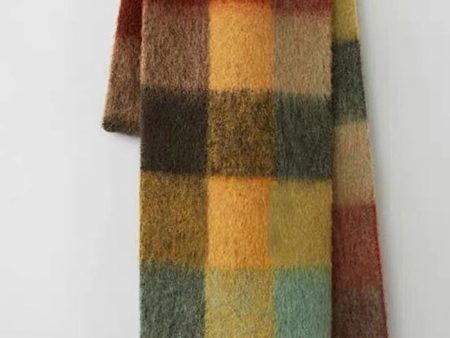 Yellow Coffee Faux Cashmere Plaid Scarf Online