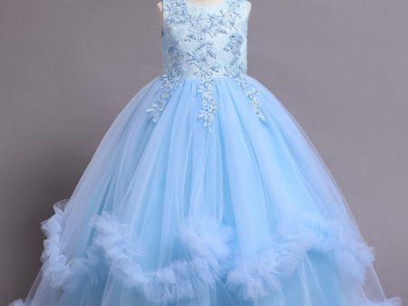 Tulle Beaded Blue Girls Dresses with Appliques Discount