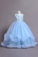 Tulle Beaded Blue Girls Dresses with Appliques Discount