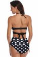 Black and White Polka Dots Halter Criss Cross Two Pieces Bikini Swimsuit For Cheap