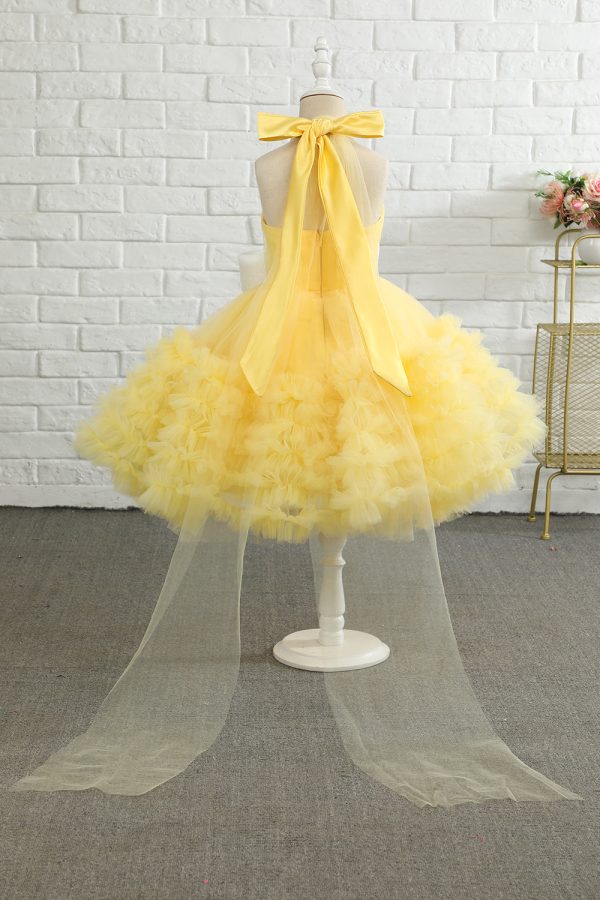 Yellow Halter Flower Girl Dress For Cheap