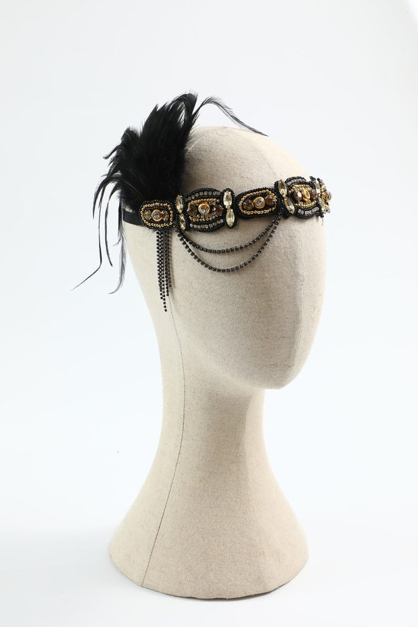 1920s Flapper Black Golden Five Pieces Accessories Set Online now