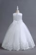 White Sequins Lace A Line Girls Dresses With Bow Cheap