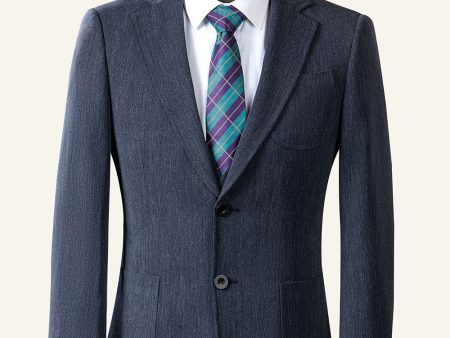 Grey Blue Notched Lapel Classic 3-Piece Men s Suit For Discount