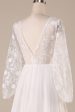 Ivory Chiffon Sweep Train Boho Wedding Dress with Lace Supply