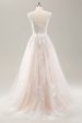 White A Line Off the Shoulder Tulle Wedding Dress with Applique Lace Discount