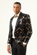 Sparkly Black and Golden Sequins Men s Prom Blazer Online